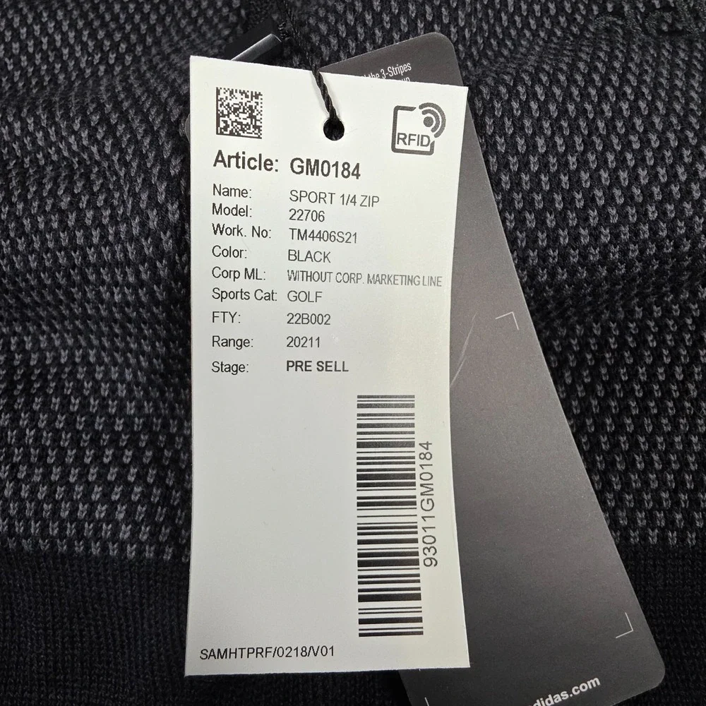 Adidas Pullover Sweater Mens Size M Black Gray Knitted Mock Neck‎ 1/4 Zip NWT